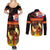 Tahitian Siva Afi Couples Matching Summer Maxi Dress and Long Sleeve Button Shirt Tribal Performers of Tahitian Fire Knife Dancing