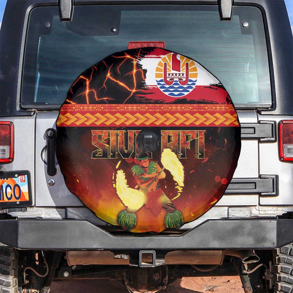 Tahitian Siva Afi Spare Tire Cover Tribal Performers of Tahitian Fire Knife Dancing