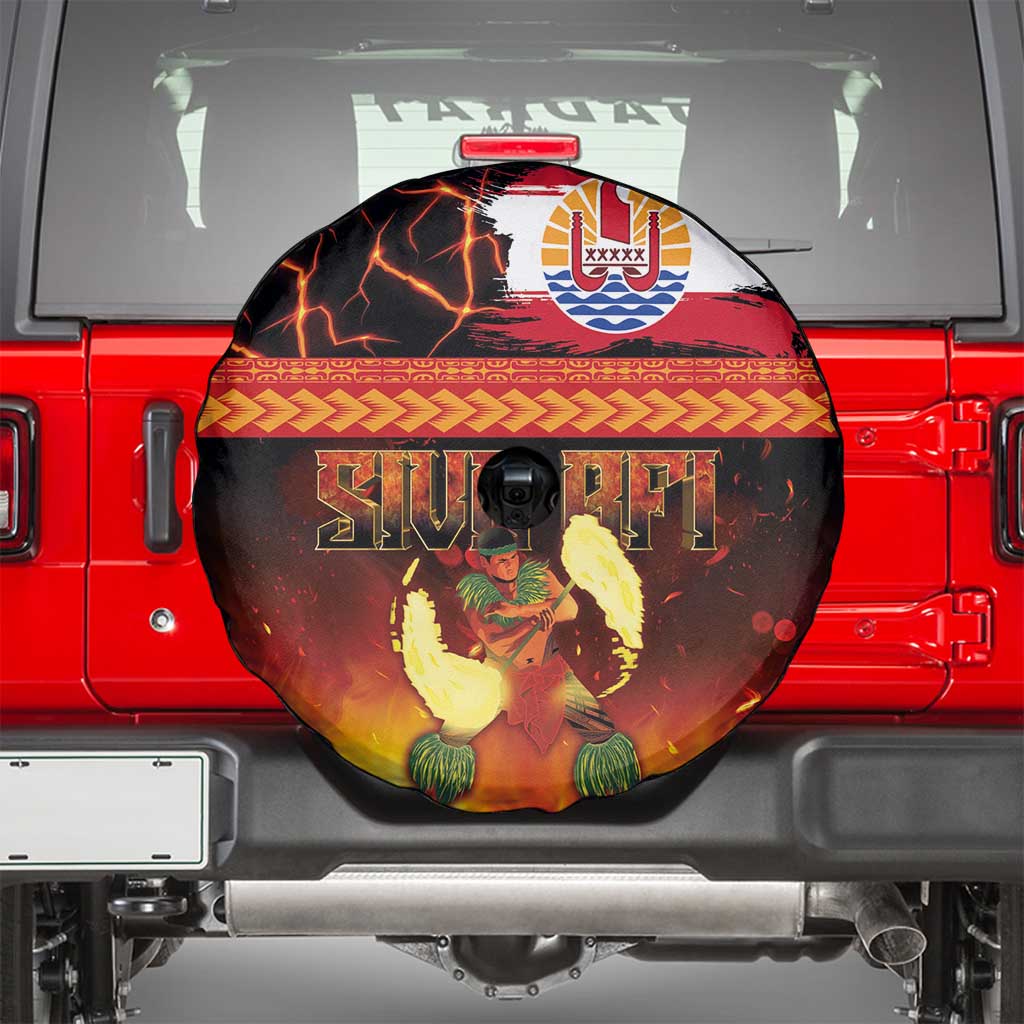 Tahitian Siva Afi Spare Tire Cover Tribal Performers of Tahitian Fire Knife Dancing