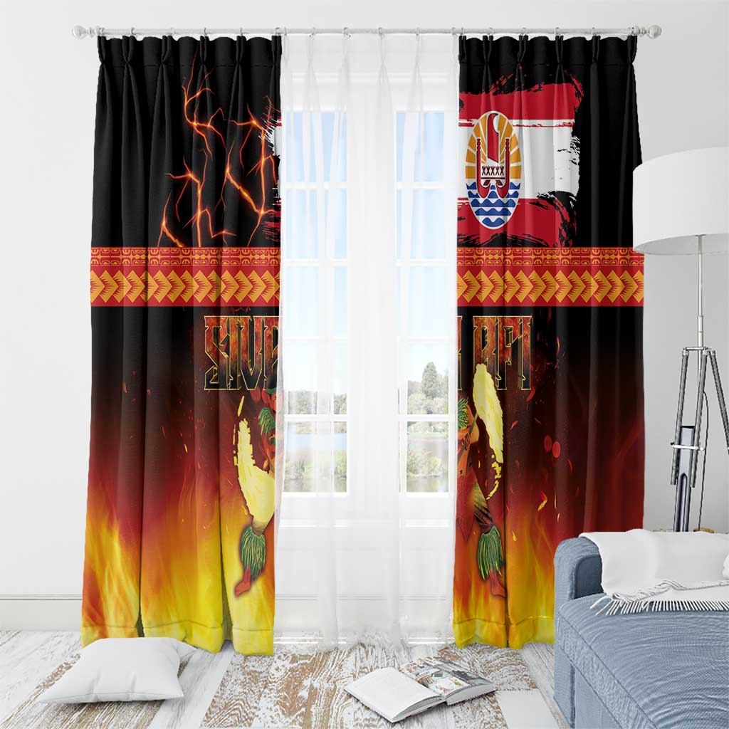 Tahitian Siva Afi Window Curtain Tribal Performers of Tahitian Fire Knife Dancing