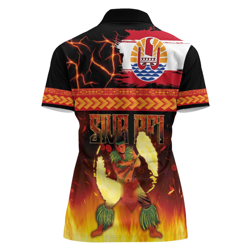 Tahitian Siva Afi Women Polo Shirt Tribal Performers of Tahitian Fire Knife Dancing LT03 - Polynesian Pride