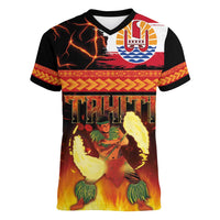 Tahitian Siva Afi Women V-Neck T-Shirt Tribal Performers of Tahitian Fire Knife Dancing LT03 Female Black - Polynesian Pride