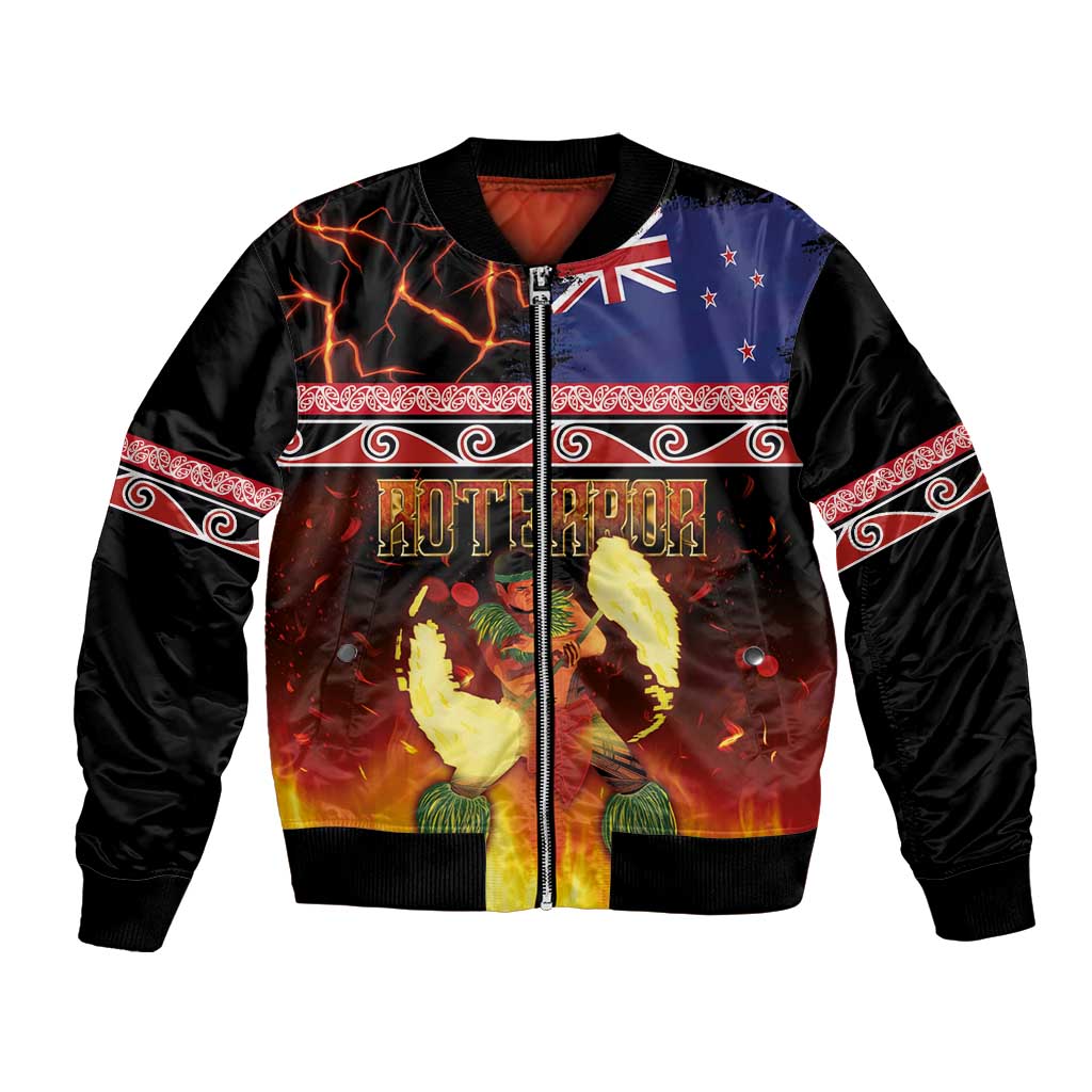 Aotearoa Siva Afi Bomber Jacket Tribal Performers of Aotearoa Fire Knife Dancing