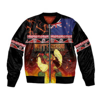 Aotearoa Siva Afi Bomber Jacket Tribal Performers of Aotearoa Fire Knife Dancing LT03 Unisex Black - Polynesian Pride
