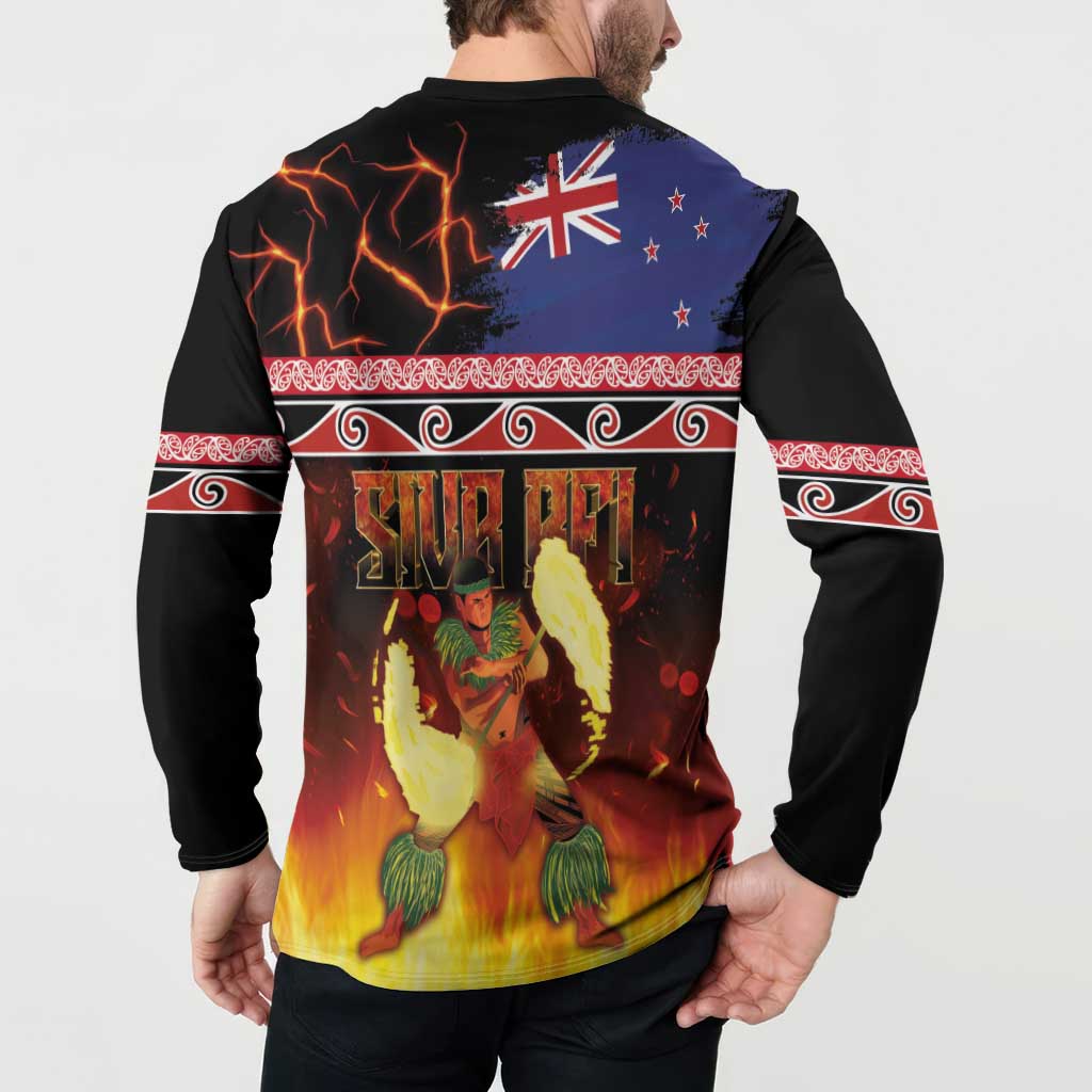 Aotearoa Siva Afi Button Sweatshirt Tribal Performers of Aotearoa Fire Knife Dancing
