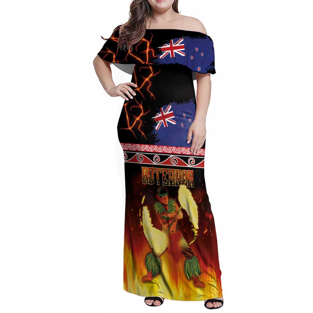 Aotearoa Siva Afi Family Matching Off Shoulder Maxi Dress and Hawaiian Shirt Tribal Performers of Aotearoa Fire Knife Dancing