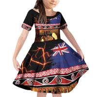 Aotearoa Siva Afi Family Matching Off Shoulder Short Dress and Hawaiian Shirt Tribal Performers of Aotearoa Fire Knife Dancing