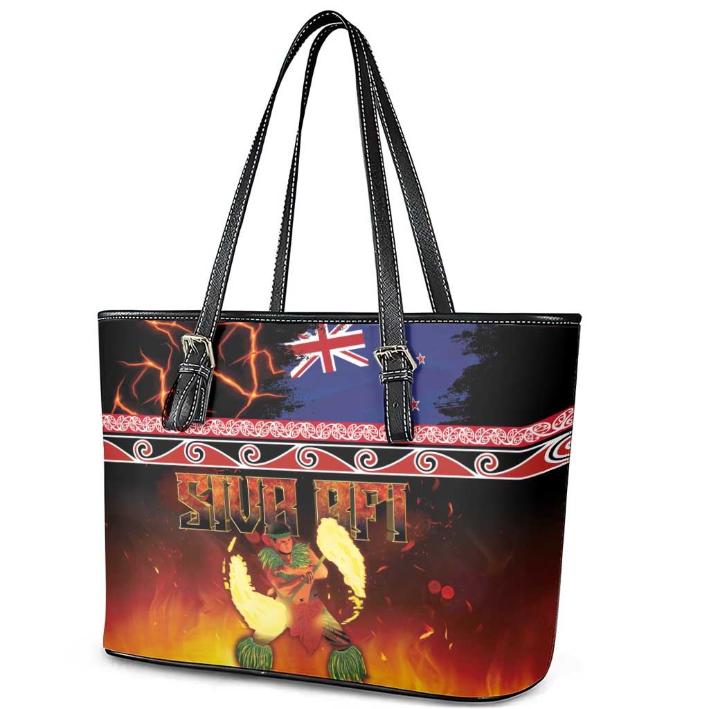 Aotearoa Siva Afi Leather Tote Bag Tribal Performers of Aotearoa Fire Knife Dancing