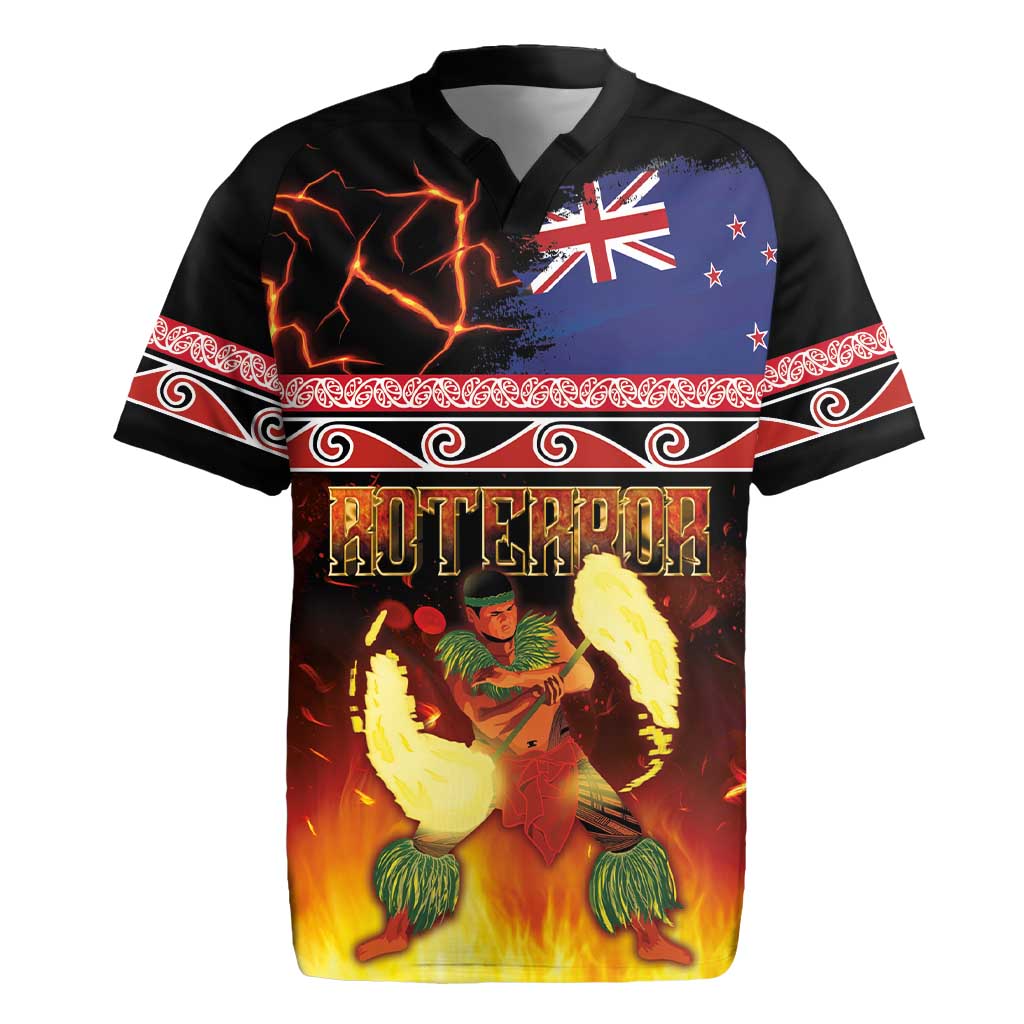 Aotearoa Siva Afi Rugby Jersey Tribal Performers of Aotearoa Fire Knife Dancing