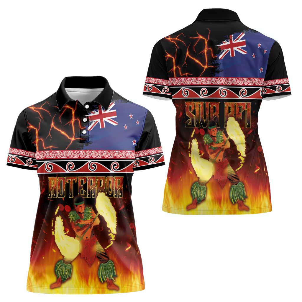 Aotearoa Siva Afi Women Polo Shirt Tribal Performers of Aotearoa Fire Knife Dancing
