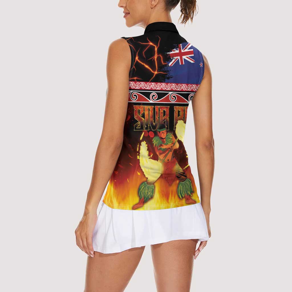 Aotearoa Siva Afi Women Sleeveless Polo Shirt Tribal Performers of Aotearoa Fire Knife Dancing LT03 - Polynesian Pride
