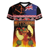 Aotearoa Siva Afi Women V-Neck T-Shirt Tribal Performers of Aotearoa Fire Knife Dancing LT03 Female Black - Polynesian Pride