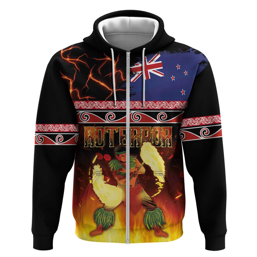 Aotearoa Siva Afi Zip Hoodie Tribal Performers of Aotearoa Fire Knife Dancing LT03 Zip Hoodie Black - Polynesian Pride