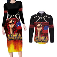 Personalised Samoan Spirit - Samoa Tribal Heritage Couples Matching Long Sleeve Bodycon Dress and Long Sleeve Button Shirt