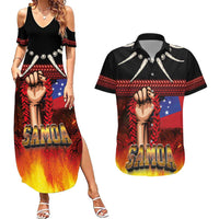 Personalised Samoan Spirit - Samoa Tribal Heritage Couples Matching Summer Maxi Dress and Hawaiian Shirt