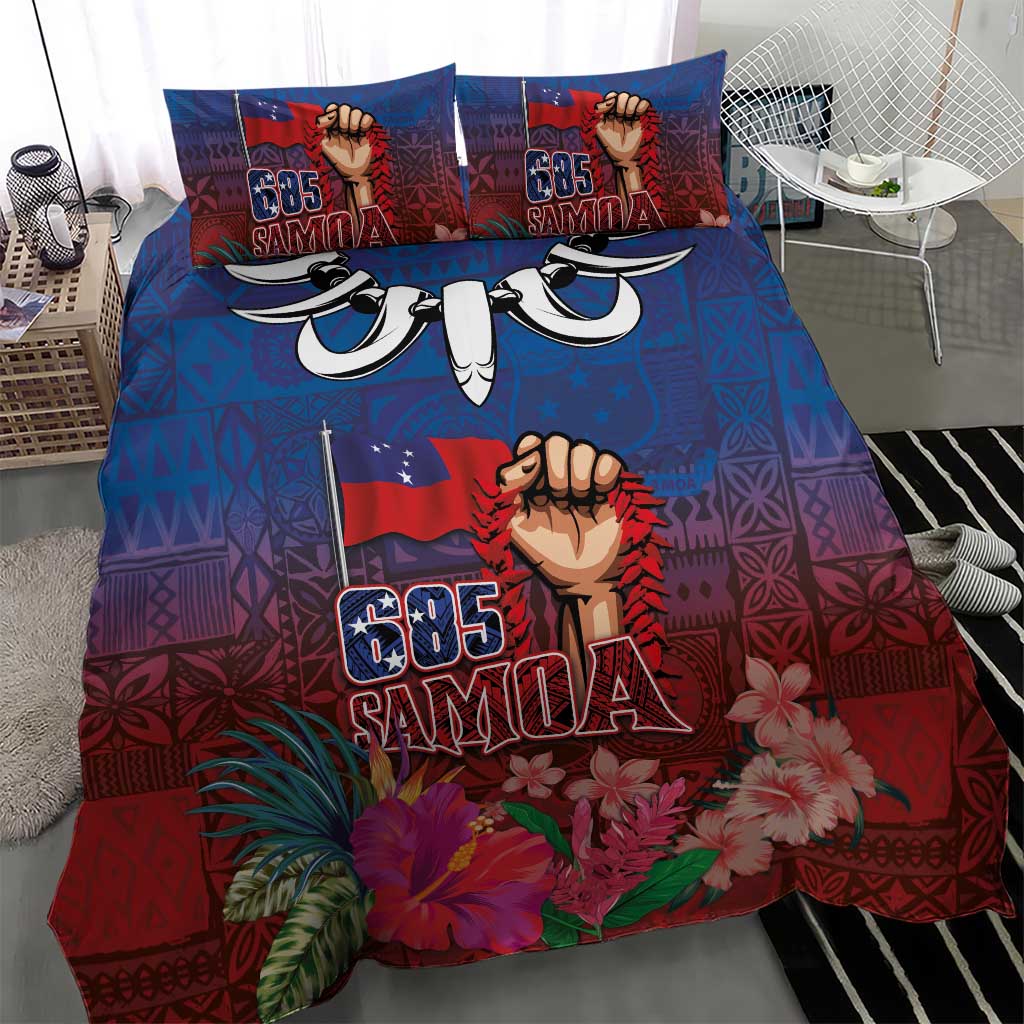 Proud of Samoa Bedding Set Ula Nifo with Samoa 685 and Hibiscus Tapa Tribal Pattern
