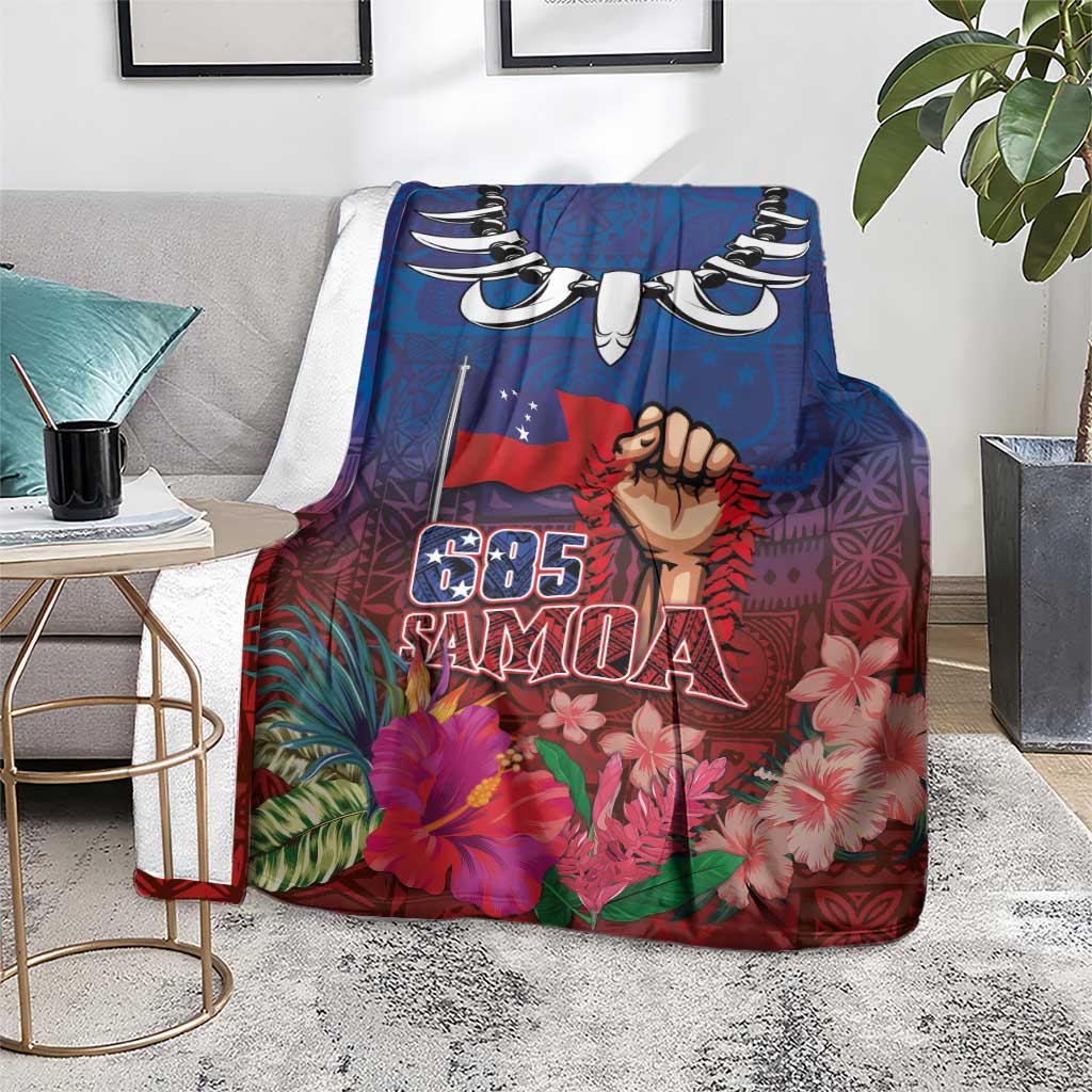 Proud of Samoa Blanket Ula Nifo with Samoa 685 and Hibiscus Tapa Tribal Pattern