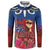Proud of Samoa Button Sweatshirt Ula Nifo with Samoa 685 and Hibiscus Tapa Tribal Pattern