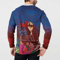 Proud of Samoa Button Sweatshirt Ula Nifo with Samoa 685 and Hibiscus Tapa Tribal Pattern
