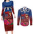 Proud of Samoa Couples Matching Long Sleeve Bodycon Dress and Long Sleeve Button Shirt Ula Nifo with Samoa 685 and Hibiscus Tapa Tribal Pattern