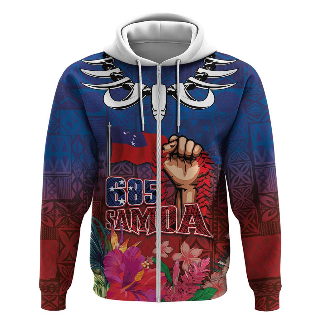 Proud of Samoa Hoodie Ula Nifo with Samoa 685 and Hibiscus Tapa Tribal Pattern