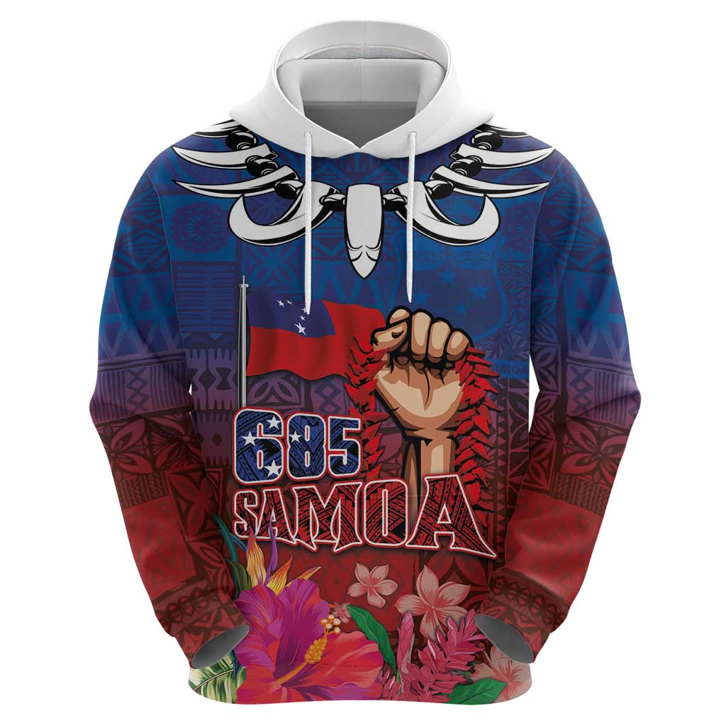 Proud of Samoa Hoodie Ula Nifo with Samoa 685 and Hibiscus Tapa Tribal Pattern