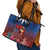 Proud of Samoa Leather Tote Bag Ula Nifo with Samoa 685 and Hibiscus Tapa Tribal Pattern