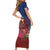 Proud of Samoa Short Sleeve Bodycon Dress Ula Nifo with Samoa 685 and Hibiscus Tapa Tribal Pattern