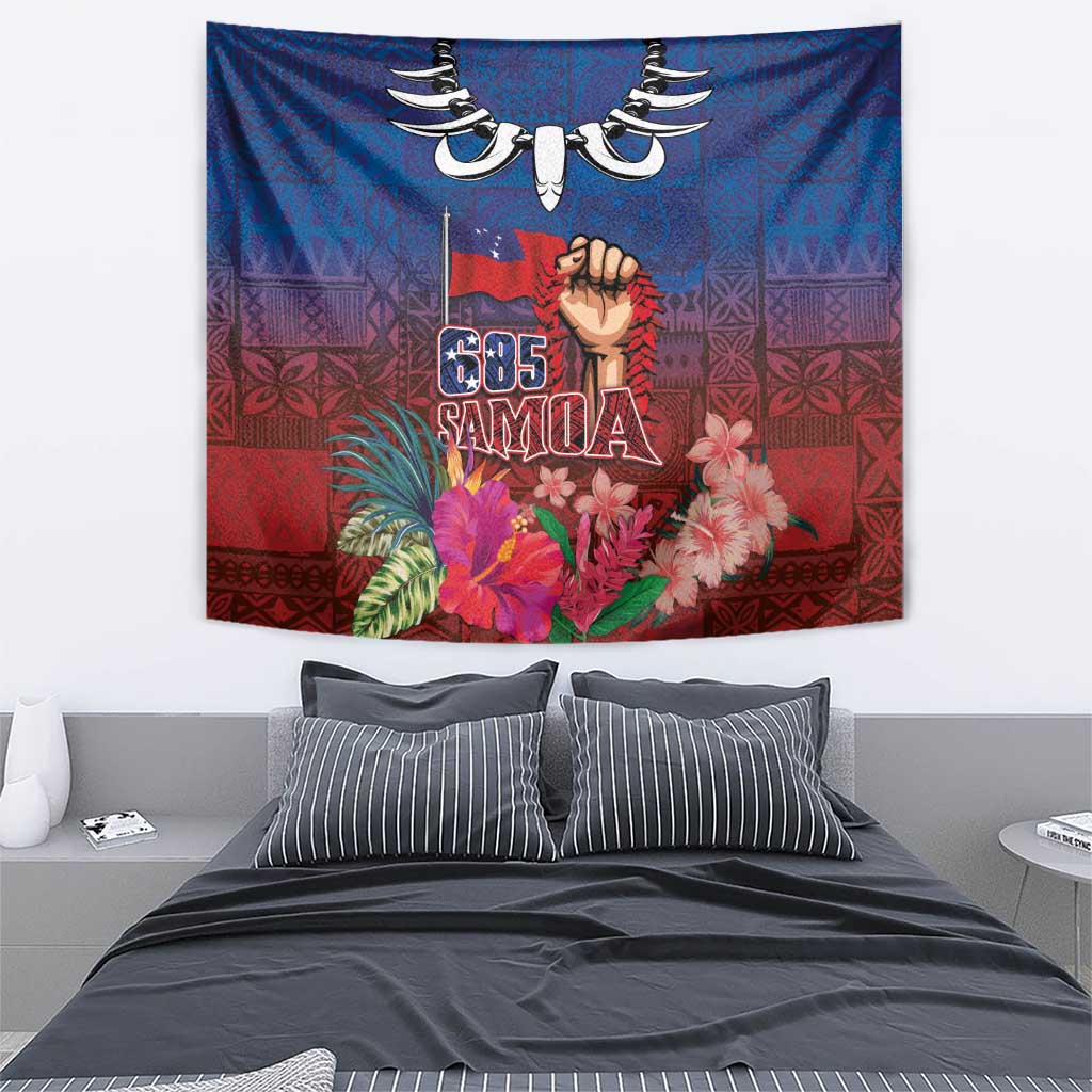 Proud of Samoa Tapestry Ula Nifo with Samoa 685 and Hibiscus Tapa Tribal Pattern