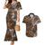 Fiji Masi Tapa Tribal Couples Matching Mermaid Dress and Hawaiian Shirt Old Hibiscus Vintage Style LT03 Brown - Polynesian Pride
