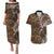 Fiji Masi Tapa Tribal Couples Matching Puletasi and Hawaiian Shirt Old Hibiscus Vintage Style LT03 Brown - Polynesian Pride
