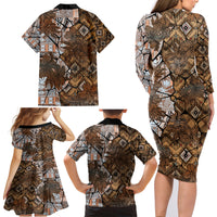 Fiji Masi Tapa Tribal Family Matching Long Sleeve Bodycon Dress and Hawaiian Shirt Old Hibiscus Vintage Style LT03 - Polynesian Pride