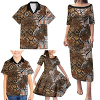 Fiji Masi Tapa Tribal Family Matching Puletasi and Hawaiian Shirt Old Hibiscus Vintage Style LT03 - Polynesian Pride