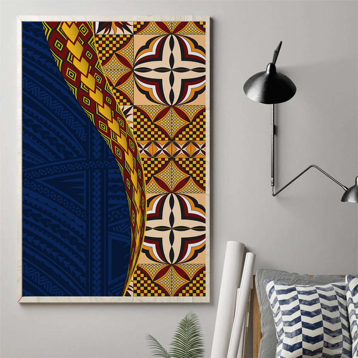 Samoan Siapo Canvas Wall Art Tatau Pattern Half Style LT03 - Polynesian Pride