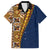 Samoan Siapo Family Matching Puletasi and Hawaiian Shirt Tatau Pattern Half Style LT03 Dad's Shirt - Short Sleeve Yellow - Polynesian Pride