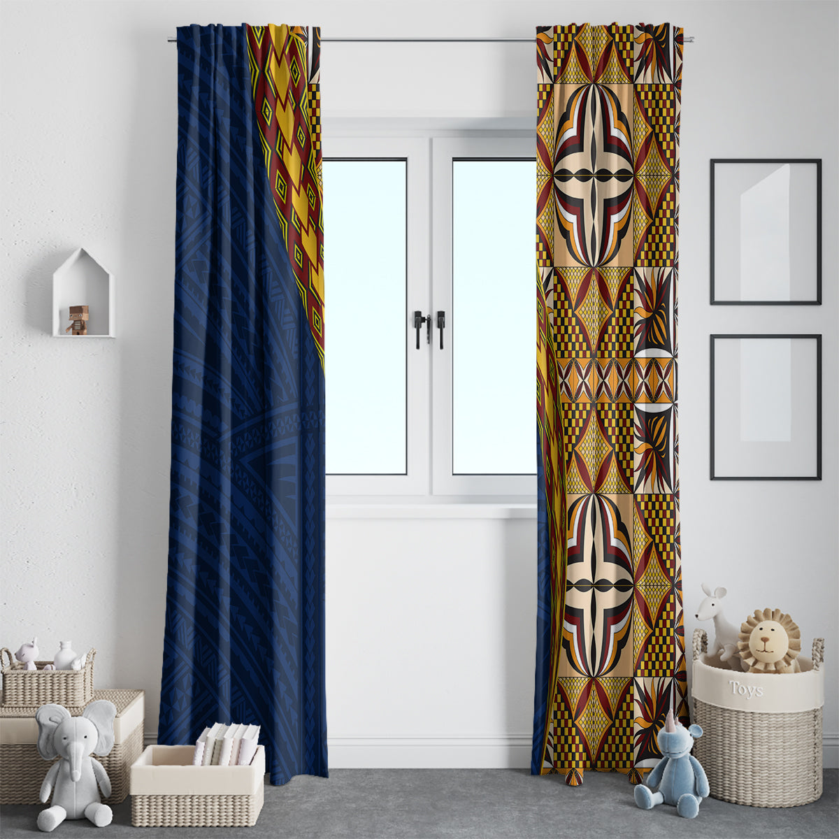 Samoan Siapo Window Curtain Tatau Pattern Half Style LT03 - Polynesian Pride
