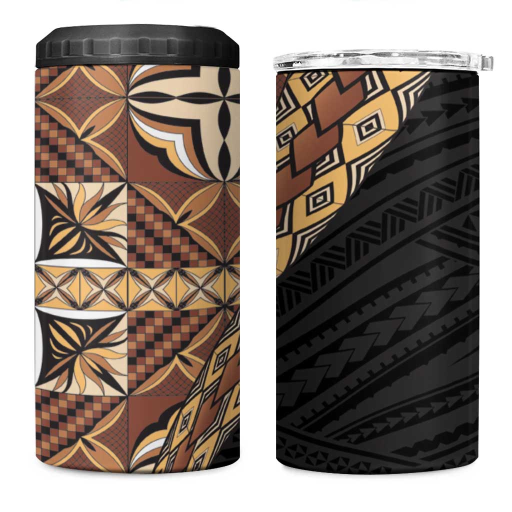 Samoan Siapo 4 in 1 Can Cooler Tumbler Tatau Pattern Half Style Retro Mode