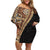 Samoan Siapo Off Shoulder Short Dress Tatau Pattern Half Style Retro Mode LT03 Women Brown - Polynesian Pride