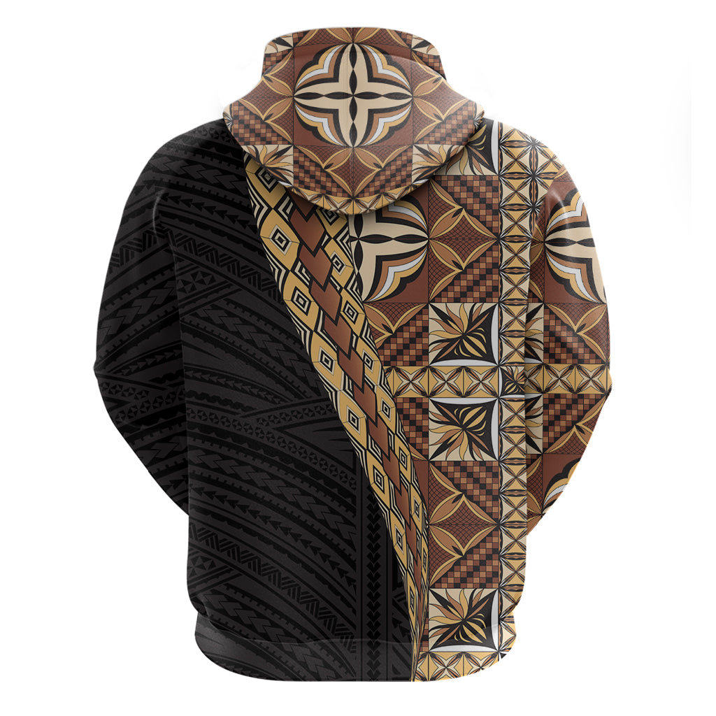 Samoan Siapo Zip Hoodie Tatau Pattern Half Style Retro Mode LT03 - Polynesian Pride