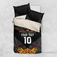 Custom New Zealand Rugby Bedding Set Black Fern Maori Tribal Pattern