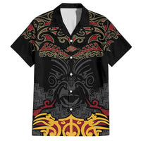 Custom New Zealand Rugby Family Matching Off Shoulder Long Sleeve Dress and Hawaiian Shirt Black Fern Maori Tribal Pattern LT03 Dad's Shirt - Short Sleeve Black - Polynesian Pride