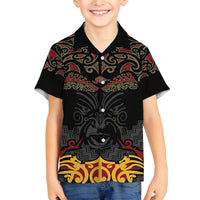 Custom New Zealand Rugby Family Matching Summer Maxi Dress and Hawaiian Shirt Black Fern Maori Tribal Pattern LT03 Son's Shirt Black - Polynesian Pride