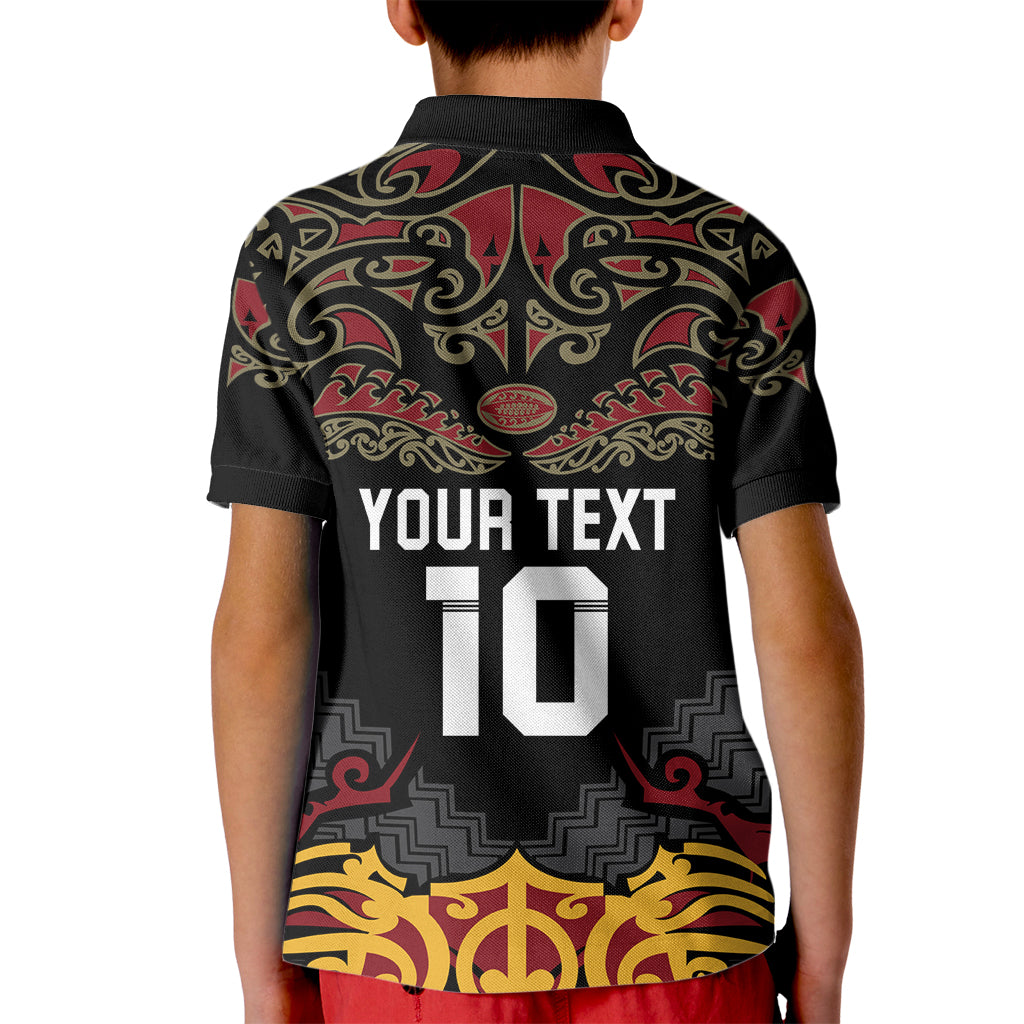 Custom New Zealand Rugby Kid Polo Shirt Black Fern Maori Tribal Pattern LT03 - Polynesian Pride