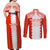 Custom Tonga Rugby Couples Matching Off Shoulder Maxi Dress and Long Sleeve Button Shirt Ikale Tahi Ngatu Tribal Pattern LT03