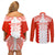 Custom Tonga Rugby Couples Matching Off Shoulder Short Dress and Long Sleeve Button Shirt Ikale Tahi Ngatu Tribal Pattern LT03