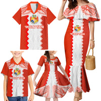 Custom Tonga Rugby Family Matching Mermaid Dress and Hawaiian Shirt Ikale Tahi Ngatu Tribal Pattern LT03 - Polynesian Pride
