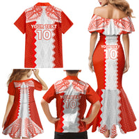 Custom Tonga Rugby Family Matching Mermaid Dress and Hawaiian Shirt Ikale Tahi Ngatu Tribal Pattern LT03 - Polynesian Pride
