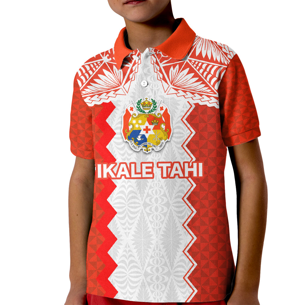 Custom Tonga Rugby Kid Polo Shirt Ikale Tahi Ngatu Tribal Pattern LT03