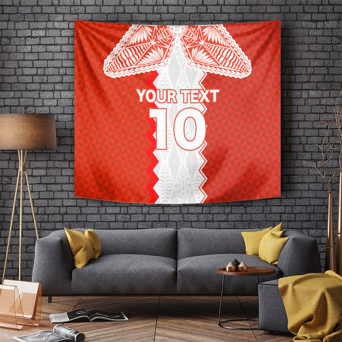 Custom Tonga Rugby Tapestry Ikale Tahi Ngatu Tribal Pattern