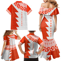 Custom Tonga Rugby Family Matching Mermaid Dress and Hawaiian Shirt Ikale Tahi Ngatu Tribal Pattern Half Style LT03 - Polynesian Pride